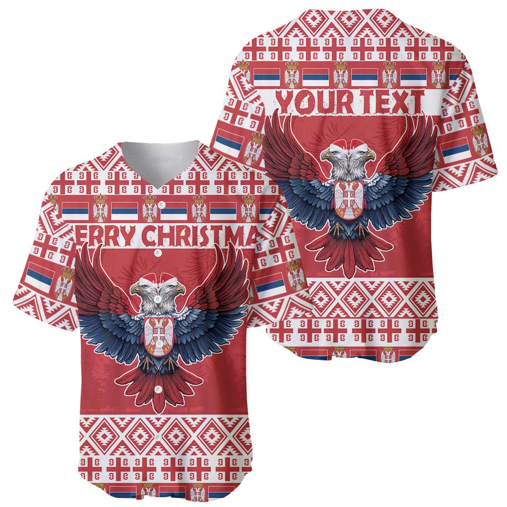 Personalized Serbia Christmas Baseball Jersey Double-Headed Eagle - Red Version - Wonder Print Shop
