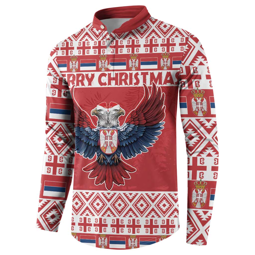 Personalized Serbia Christmas Button Sweatshirt Double-Headed Eagle - Red Version - Wonder Print Shop