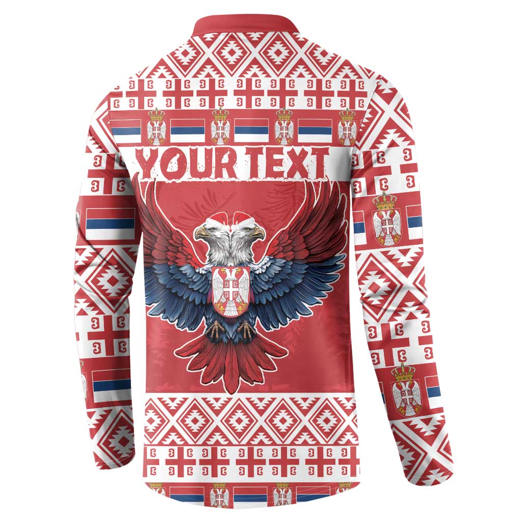 Personalized Serbia Christmas Button Sweatshirt Double-Headed Eagle - Red Version - Wonder Print Shop