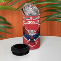 Personalized Serbia Christmas 4 in 1 Can Cooler Tumbler Double-Headed Eagle - Red Version - Wonder Print Shop