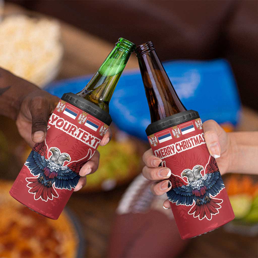 Personalized Serbia Christmas 4 in 1 Can Cooler Tumbler Double-Headed Eagle - Red Version - Wonder Print Shop