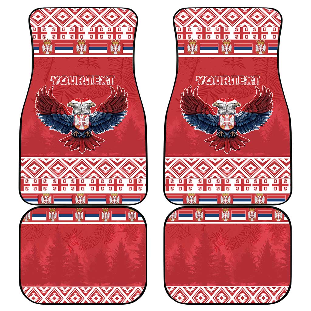 Personalized Serbia Christmas Car Mats Double-Headed Eagle - Red Version - Wonder Print Shop