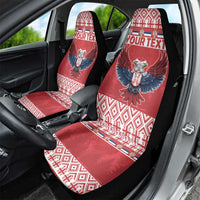 Personalized Serbia Christmas Car Seat Cover Double-Headed Eagle - Red Version - Wonder Print Shop