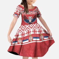 Personalized Serbia Christmas Family Matching Long Sleeve Bodycon Dress and Hawaiian Shirt Double-Headed Eagle - Red Version - Wonder Print Shop