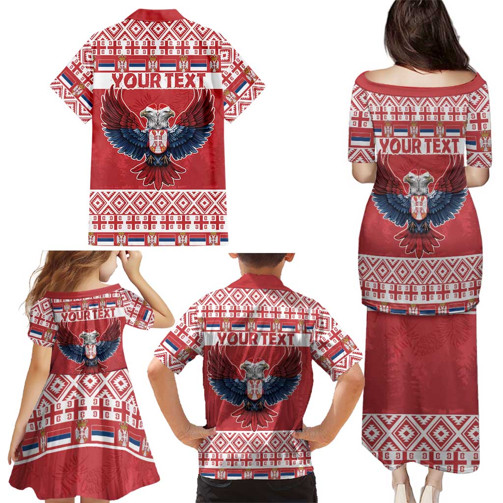 Personalized Serbia Christmas Family Matching Puletasi and Hawaiian Shirt Double-Headed Eagle - Red Version - Wonder Print Shop