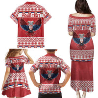 Personalized Serbia Christmas Family Matching Puletasi and Hawaiian Shirt Double-Headed Eagle - Red Version - Wonder Print Shop