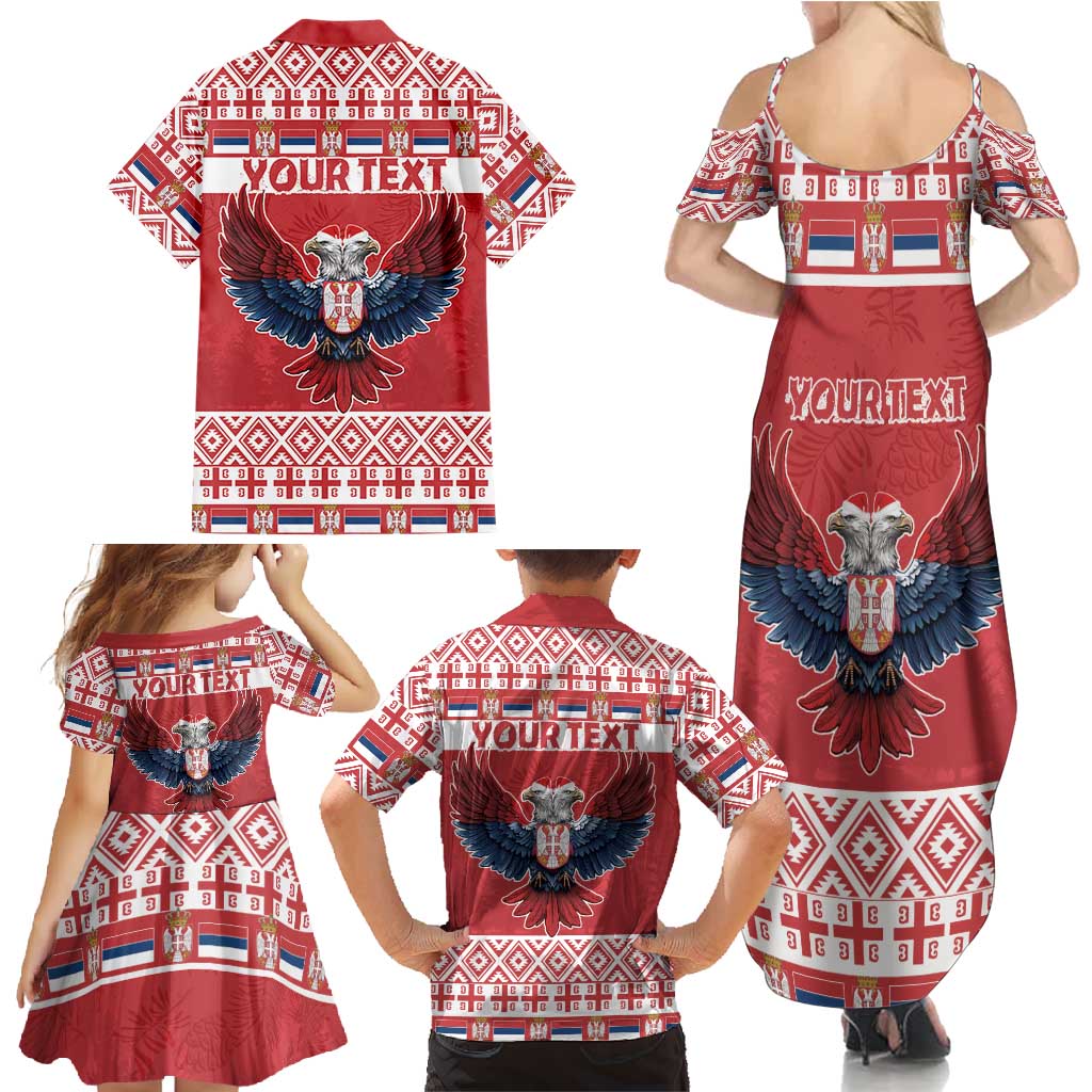 Personalized Serbia Christmas Family Matching Summer Maxi Dress and Hawaiian Shirt Double-Headed Eagle - Red Version - Wonder Print Shop