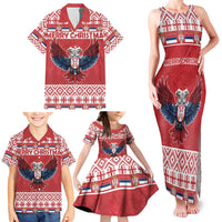 Personalized Serbia Christmas Family Matching Tank Maxi Dress and Hawaiian Shirt Double-Headed Eagle - Red Version - Wonder Print Shop