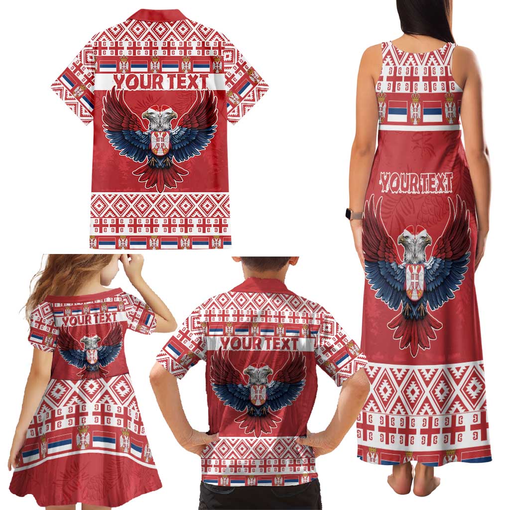 Personalized Serbia Christmas Family Matching Tank Maxi Dress and Hawaiian Shirt Double-Headed Eagle - Red Version - Wonder Print Shop
