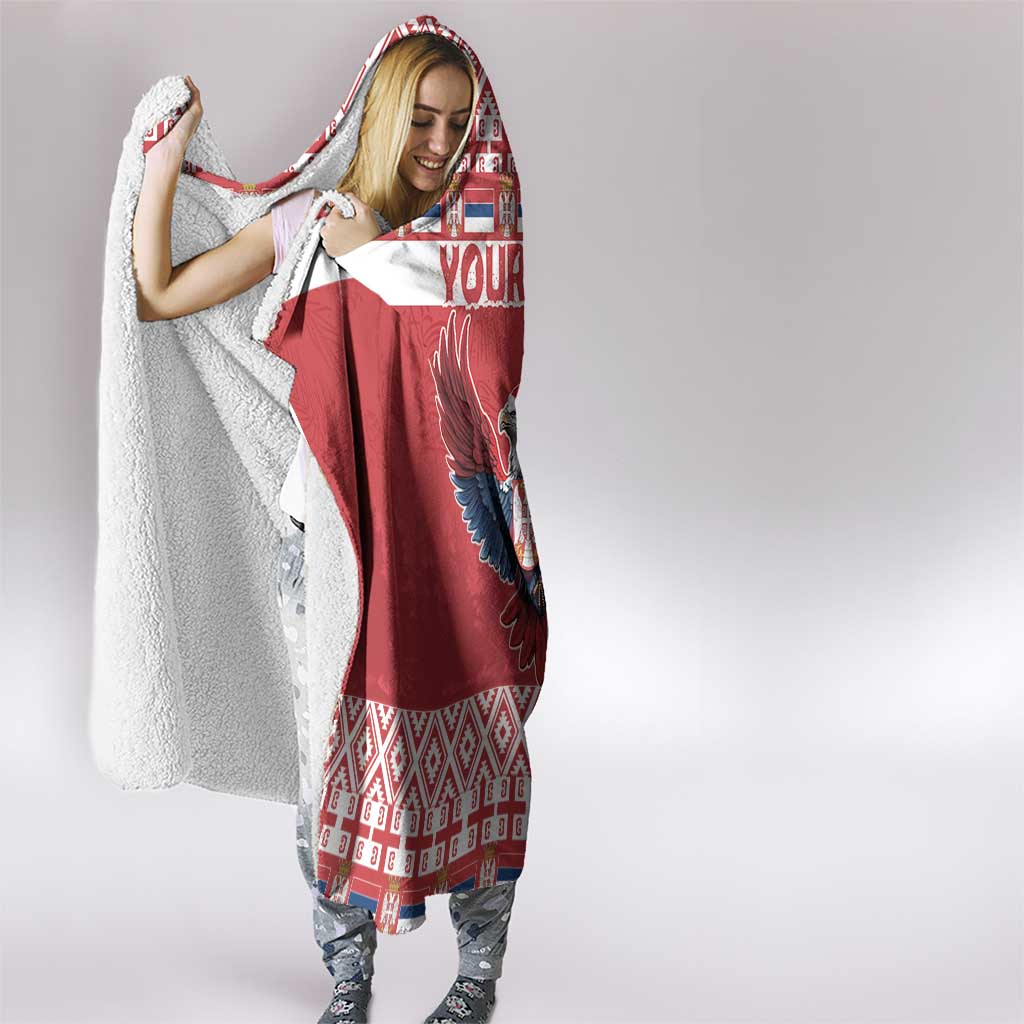Personalized Serbia Christmas Hooded Blanket Double-Headed Eagle - Red Version