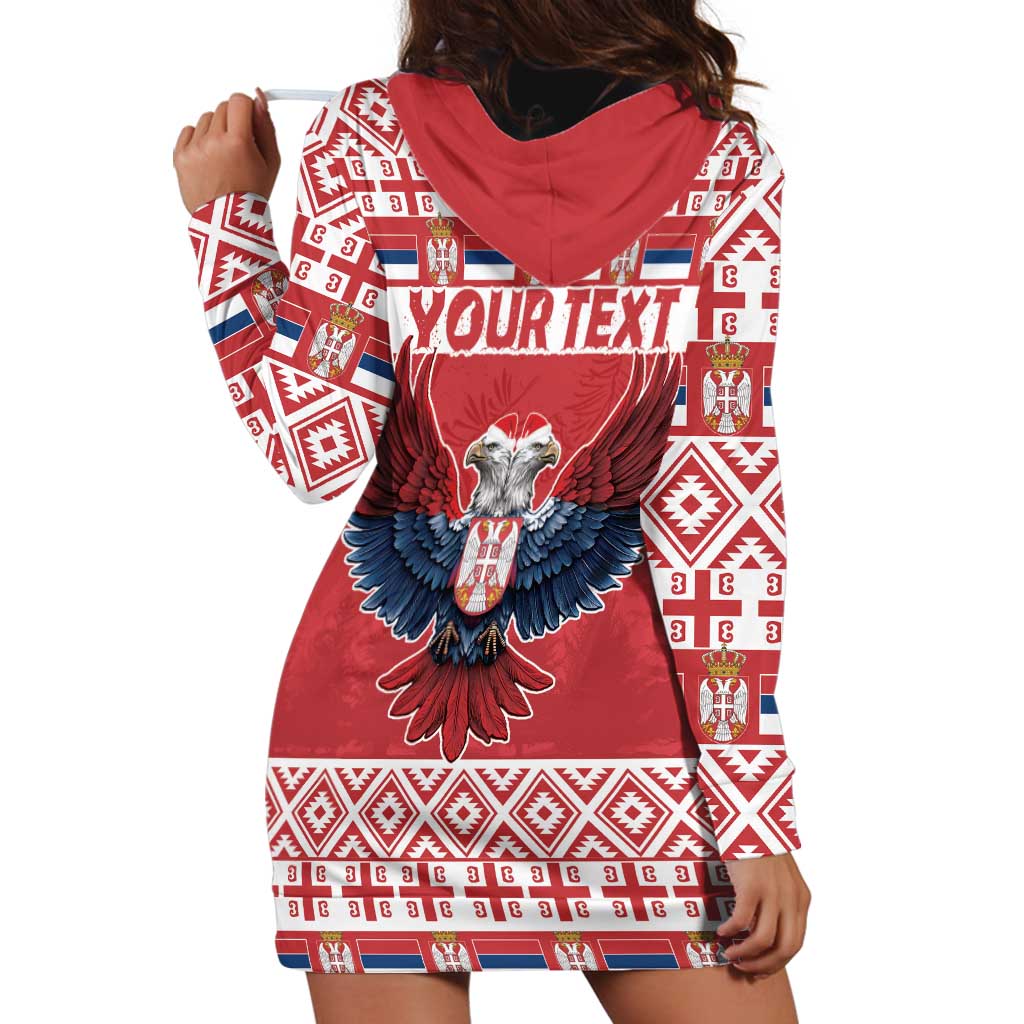 Personalized Serbia Christmas Hoodie Dress Double-Headed Eagle - Red Version - Wonder Print Shop