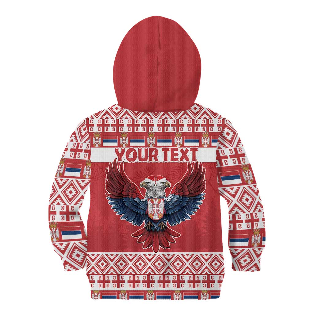 Personalized Serbia Christmas Kid Hoodie Double-Headed Eagle - Red Version - Wonder Print Shop