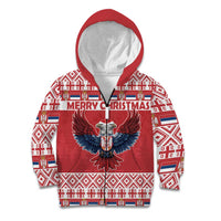 Personalized Serbia Christmas Kid Hoodie Double-Headed Eagle - Red Version - Wonder Print Shop