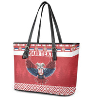 Personalized Serbia Christmas Leather Tote Bag Double-Headed Eagle - Red Version - Wonder Print Shop