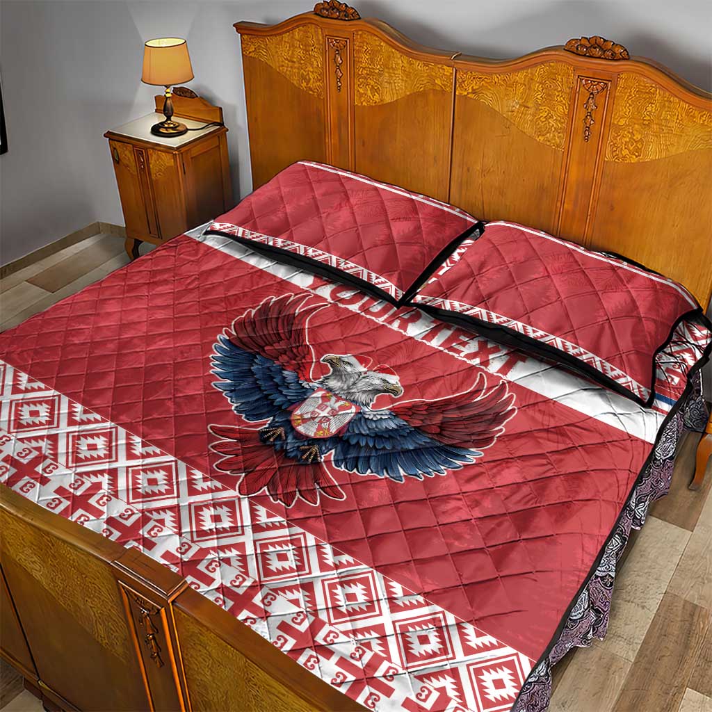 Personalized Serbia Christmas Quilt Bed Set Double-Headed Eagle - Red Version - Wonder Print Shop