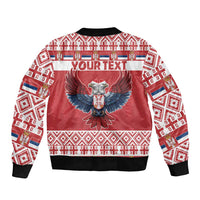 Personalized Serbia Christmas Sleeve Zip Bomber Jacket Double-Headed Eagle - Red Version - Wonder Print Shop