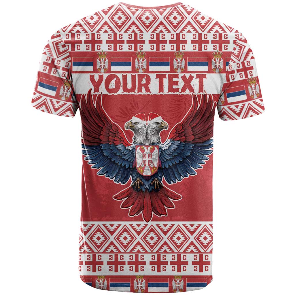 Personalized Serbia Christmas T Shirt Double-Headed Eagle - Red Version - Wonder Print Shop
