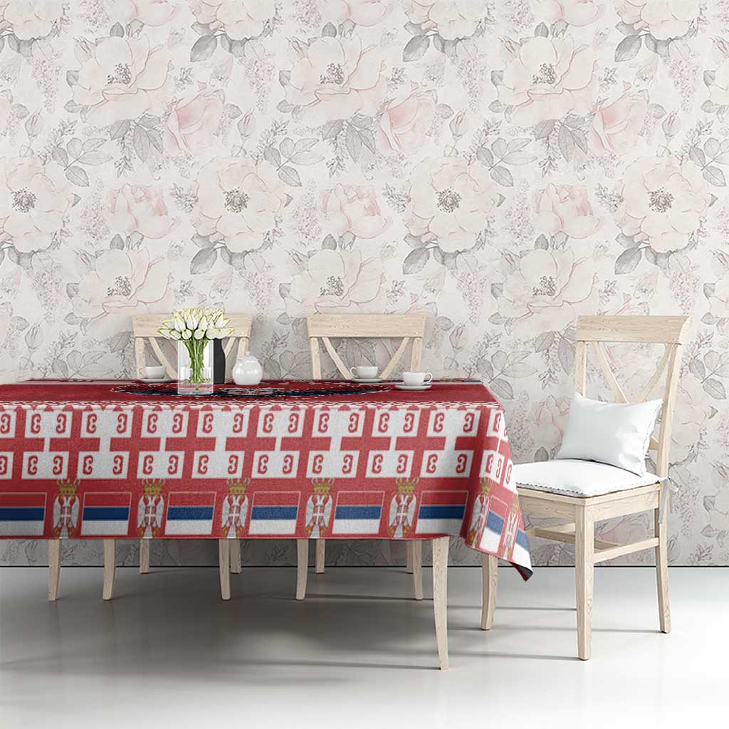 Personalized Serbia Christmas Tablecloth Double-Headed Eagle - Red Version - Wonder Print Shop