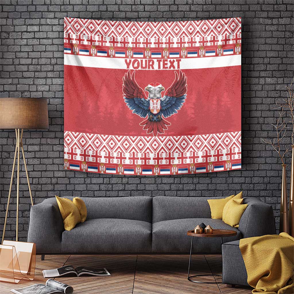 Personalized Serbia Christmas Tapestry Double-Headed Eagle - Red Version - Wonder Print Shop