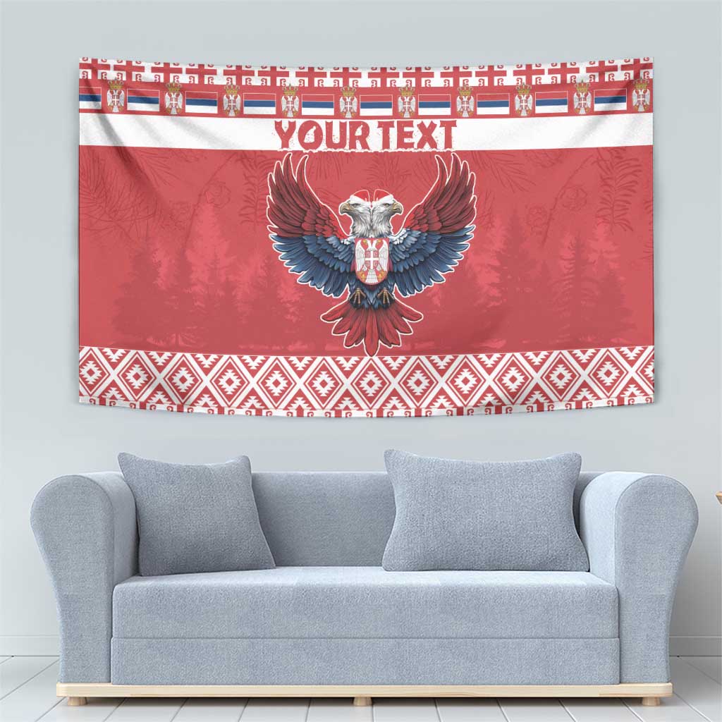 Personalized Serbia Christmas Tapestry Double-Headed Eagle - Red Version - Wonder Print Shop