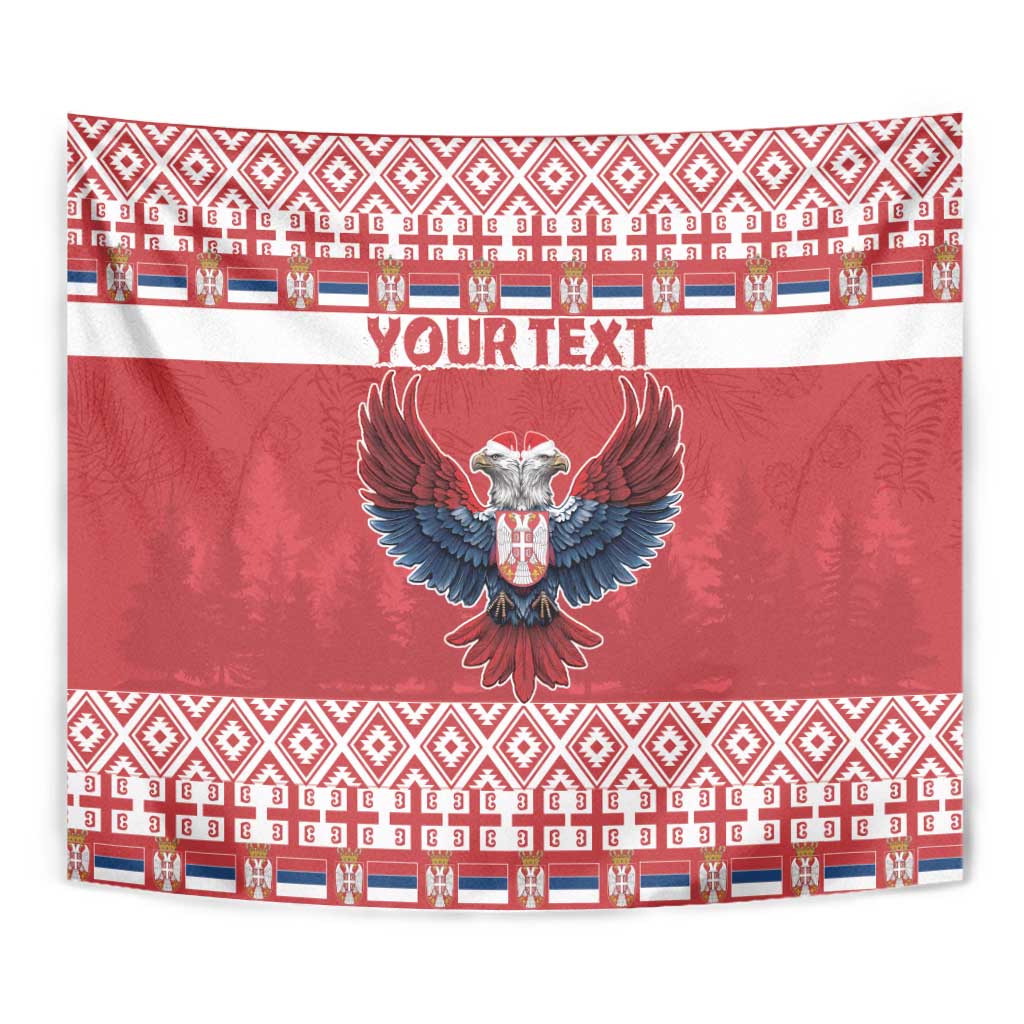 Personalized Serbia Christmas Tapestry Double-Headed Eagle - Red Version - Wonder Print Shop