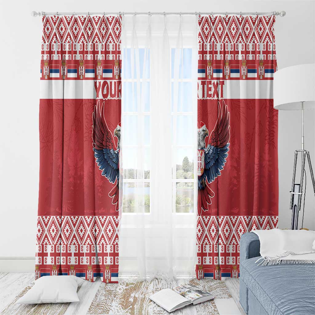 Personalized Serbia Christmas Window Curtain Double-Headed Eagle - Red Version - Wonder Print Shop
