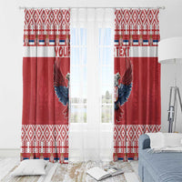 Personalized Serbia Christmas Window Curtain Double-Headed Eagle - Red Version - Wonder Print Shop