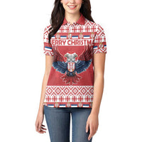 Personalized Serbia Christmas Women Polo Shirt Double-Headed Eagle - Red Version - Wonder Print Shop