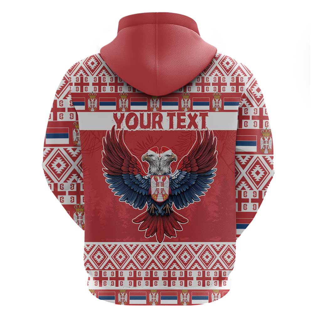 Personalized Serbia Christmas Zip Hoodie Double-Headed Eagle - Red Version - Wonder Print Shop