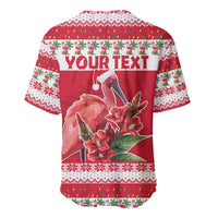 Personalized Trinidad and Tobago Christmas Baseball Jersey Scarlet Ibis with Chaconia Flowers - Wonder Print Shop