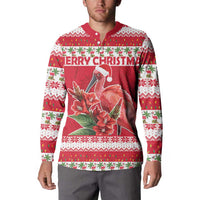 Personalized Trinidad and Tobago Christmas Button Sweatshirt Scarlet Ibis with Chaconia Flowers - Wonder Print Shop