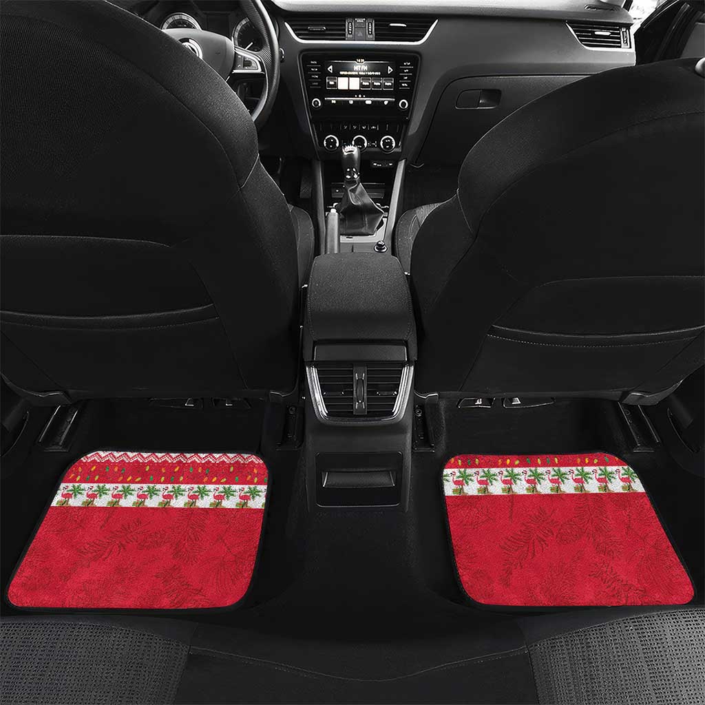 Personalized Trinidad and Tobago Christmas Car Mats Scarlet Ibis with Chaconia Flowers - Wonder Print Shop