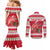 Personalized Trinidad and Tobago Christmas Couples Matching Mermaid Dress and Long Sleeve Button Shirt Scarlet Ibis with Chaconia Flowers