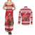 Personalized Trinidad and Tobago Christmas Couples Matching Summer Maxi Dress and Long Sleeve Button Shirt Scarlet Ibis with Chaconia Flowers - Wonder Print Shop