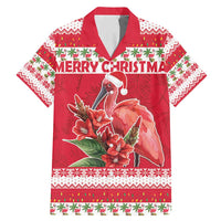 Personalized Trinidad and Tobago Christmas Family Matching Mermaid Dress and Hawaiian Shirt Scarlet Ibis with Chaconia Flowers - Wonder Print Shop