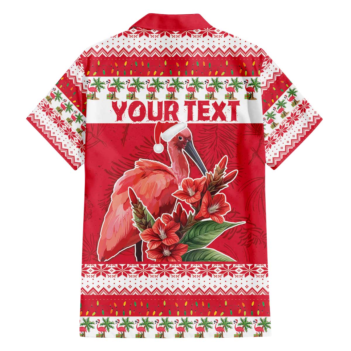 Personalized Trinidad and Tobago Christmas Family Matching Off The Shoulder Long Sleeve Dress and Hawaiian Shirt Scarlet Ibis with Chaconia Flowers - Wonder Print Shop