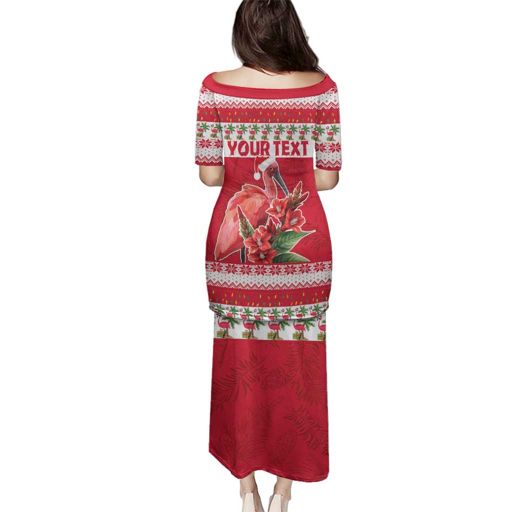 Personalized Trinidad and Tobago Christmas Family Matching Puletasi and Hawaiian Shirt Scarlet Ibis with Chaconia Flowers - Wonder Print Shop