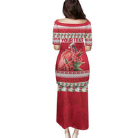 Personalized Trinidad and Tobago Christmas Family Matching Puletasi and Hawaiian Shirt Scarlet Ibis with Chaconia Flowers - Wonder Print Shop