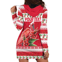 Personalized Trinidad and Tobago Christmas Hoodie Dress Scarlet Ibis with Chaconia Flowers - Wonder Print Shop