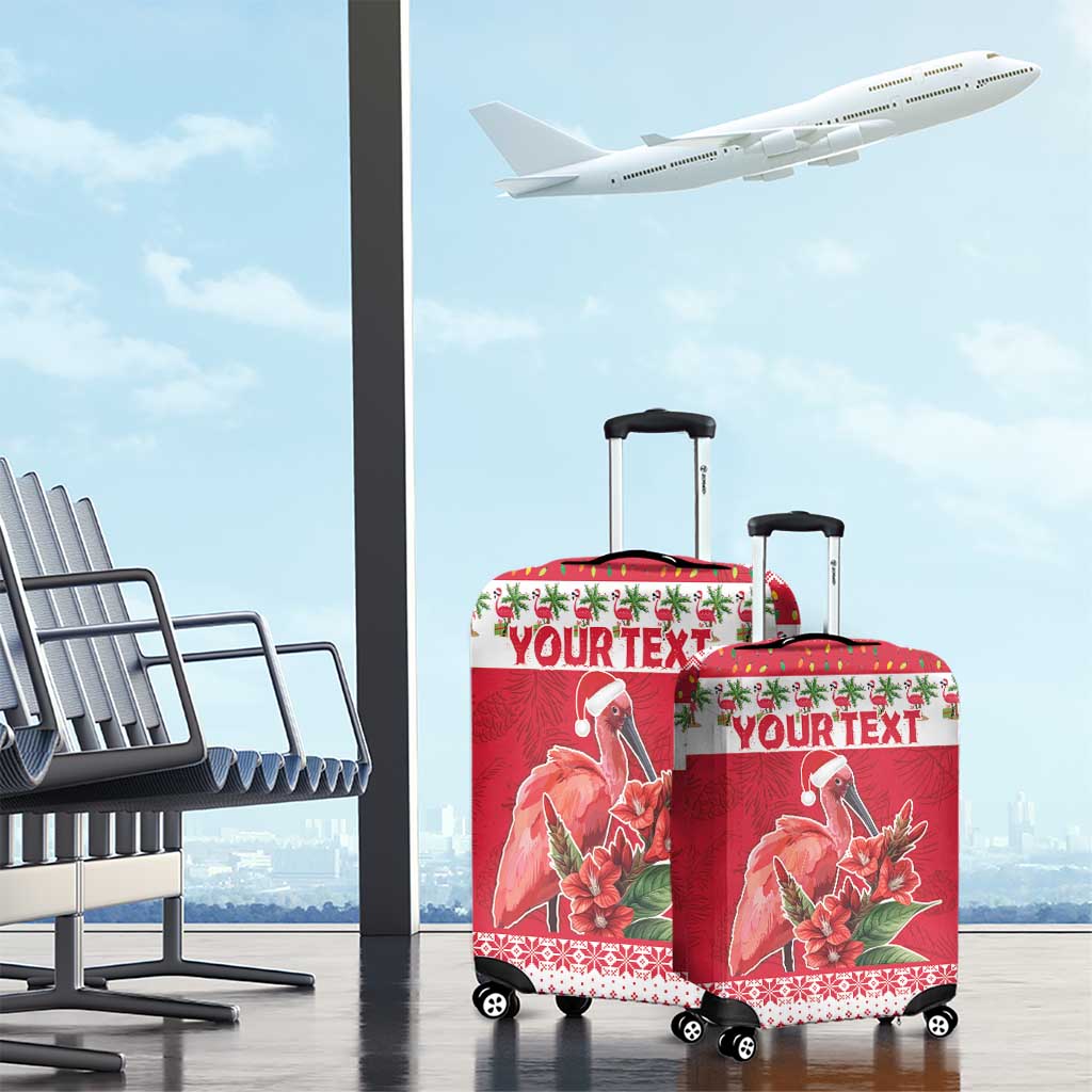 Personalized Trinidad and Tobago Christmas Luggage Cover Scarlet Ibis with Chaconia Flowers - Wonder Print Shop