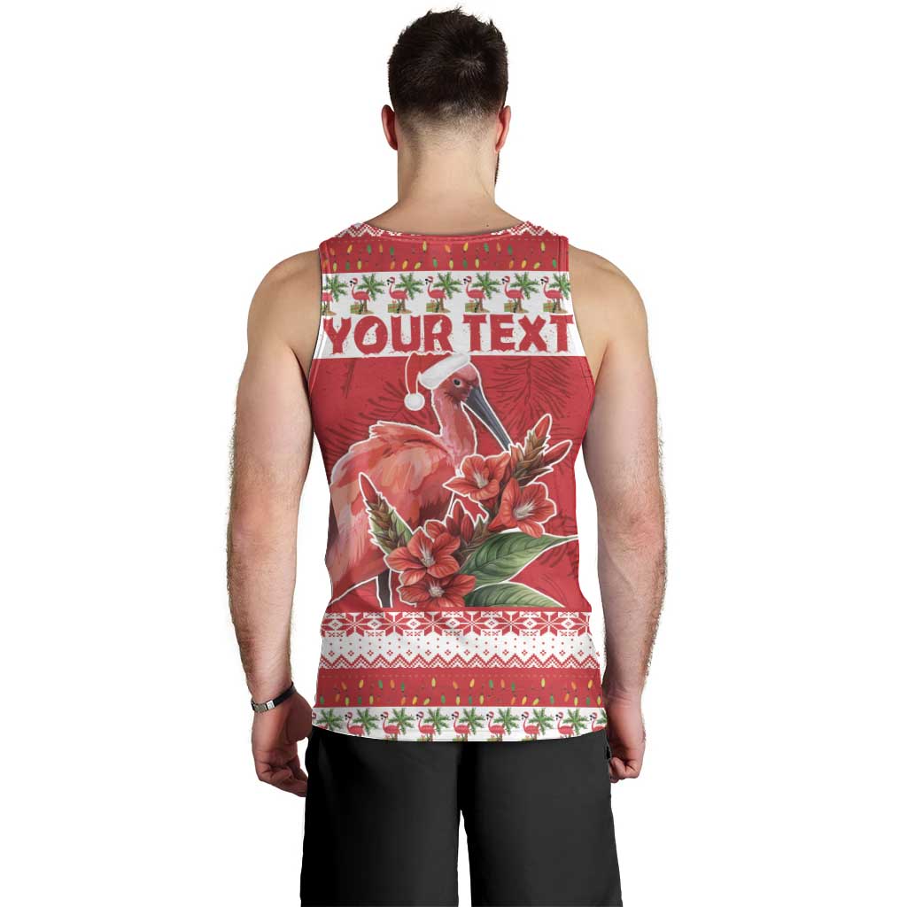 Personalized Trinidad and Tobago Christmas Men Tank Top Scarlet Ibis with Chaconia Flowers - Wonder Print Shop