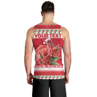 Personalized Trinidad and Tobago Christmas Men Tank Top Scarlet Ibis with Chaconia Flowers - Wonder Print Shop