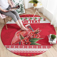 Personalized Trinidad and Tobago Christmas Round Carpet Scarlet Ibis with Chaconia Flowers