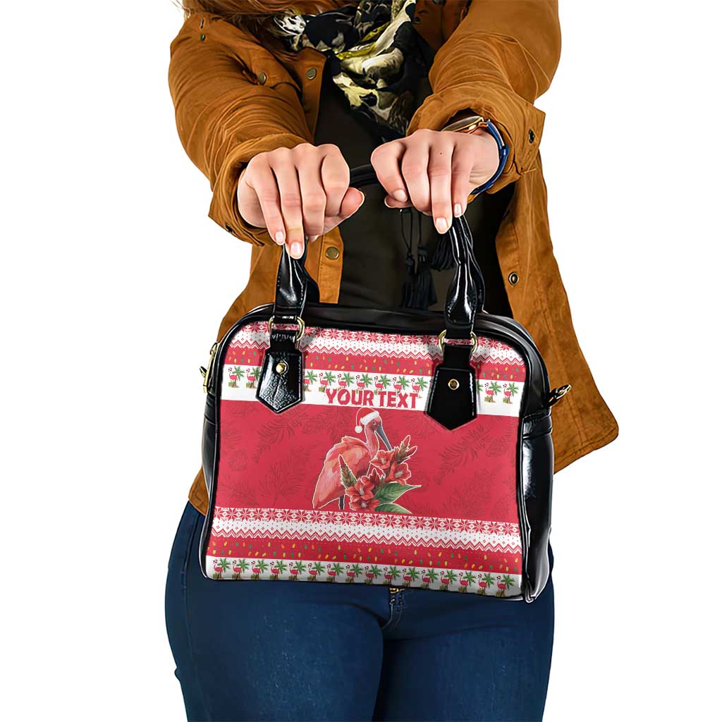 Personalized Trinidad and Tobago Christmas Shoulder Handbag Scarlet Ibis with Chaconia Flowers