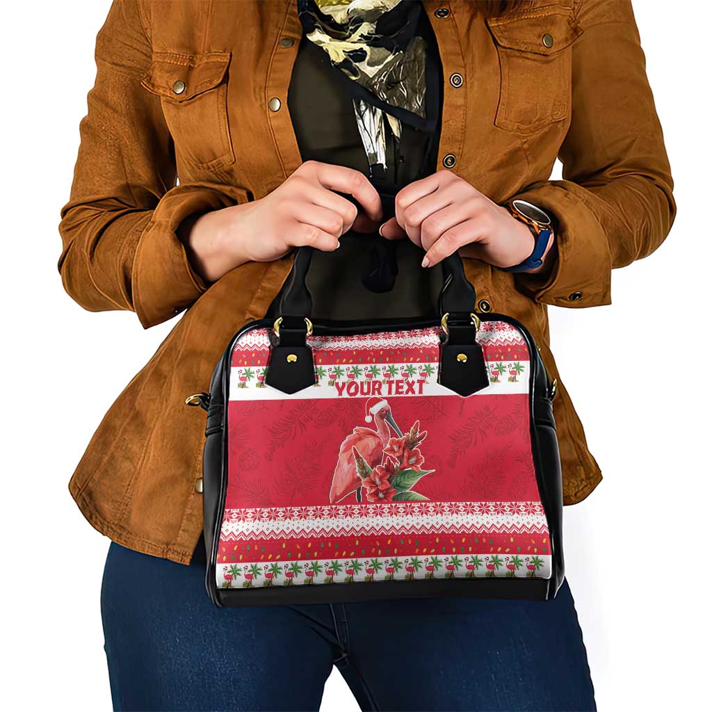 Personalized Trinidad and Tobago Christmas Shoulder Handbag Scarlet Ibis with Chaconia Flowers