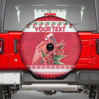 Personalized Trinidad and Tobago Christmas Spare Tire Cover Scarlet Ibis with Chaconia Flowers - Wonder Print Shop