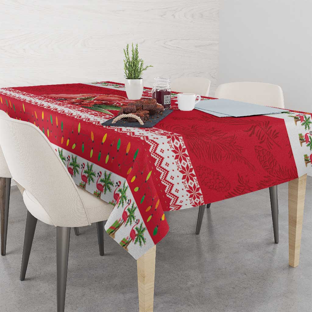 Personalized Trinidad and Tobago Christmas Tablecloth Scarlet Ibis with Chaconia Flowers - Wonder Print Shop