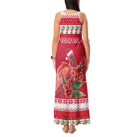 Personalized Trinidad and Tobago Christmas Tank Maxi Dress Scarlet Ibis with Chaconia Flowers - Wonder Print Shop
