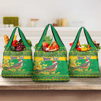 Personalized Brazil Turdus Rufiventris Christmas Grocery Bag Golden Trumpet Tree