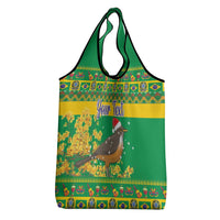 Personalized Brazil Turdus Rufiventris Christmas Grocery Bag Golden Trumpet Tree
